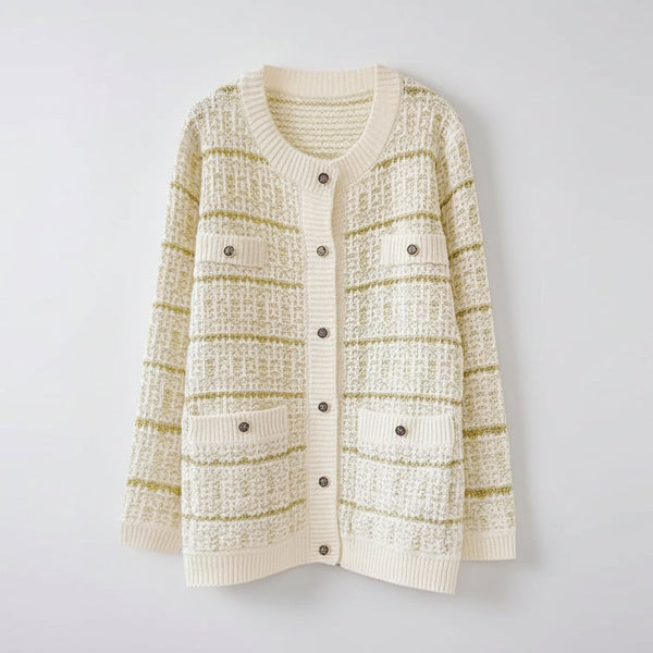 Lazy Style Cardigan Jacket for Women Medium Length Casual Knit Cardigan