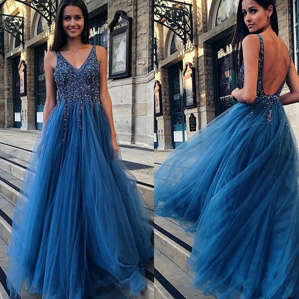 Elegant Prom Dress for Women V Neck Sleeveless Floor Length Evening Gown Empire Waist Formal Dress