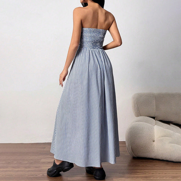 Long Pocket Dress for Women Strapless Sleeveless