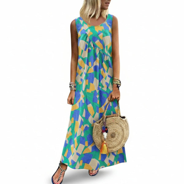 Long Printed Dress for Women Cotton Maxi Dress Floral Print Casual Summer Long Dress
