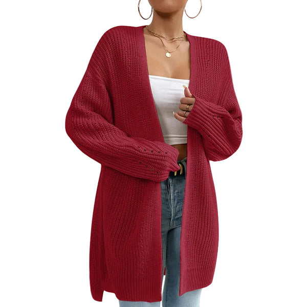 Women Solid Color Knitted Cardigan Sweater