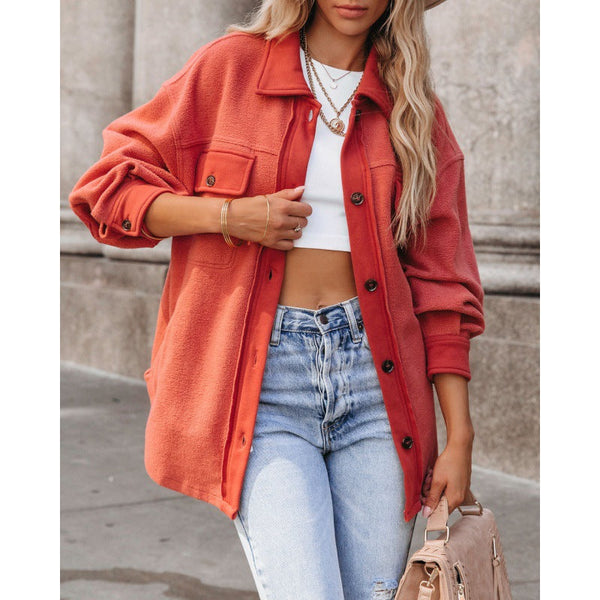 Medium Long Lapel Style Casual Coat for Women Elegant Polyester Trench Style Jacket