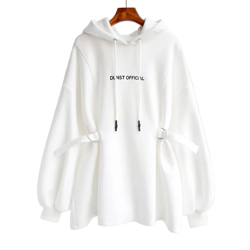Medium Length Loose Hoodie Jacket for Women Casual Pullover Polyester Hooded Sweatshirt