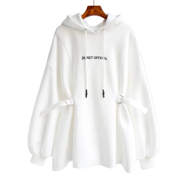 Medium Length Loose Hoodie Jacket for Women Casual Pullover Polyester Hooded Sweatshirt