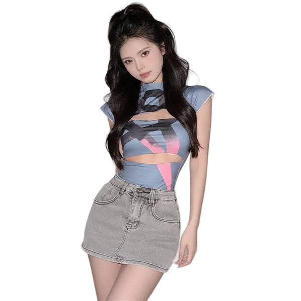 Retro Slim Top for Women Vintage Style Polyester Fashion