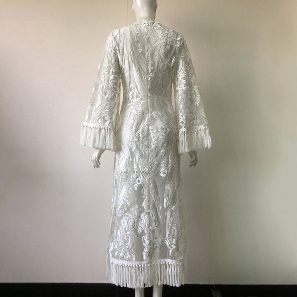 Women Lace Long Dress Elegant White Long Skirt Dress
