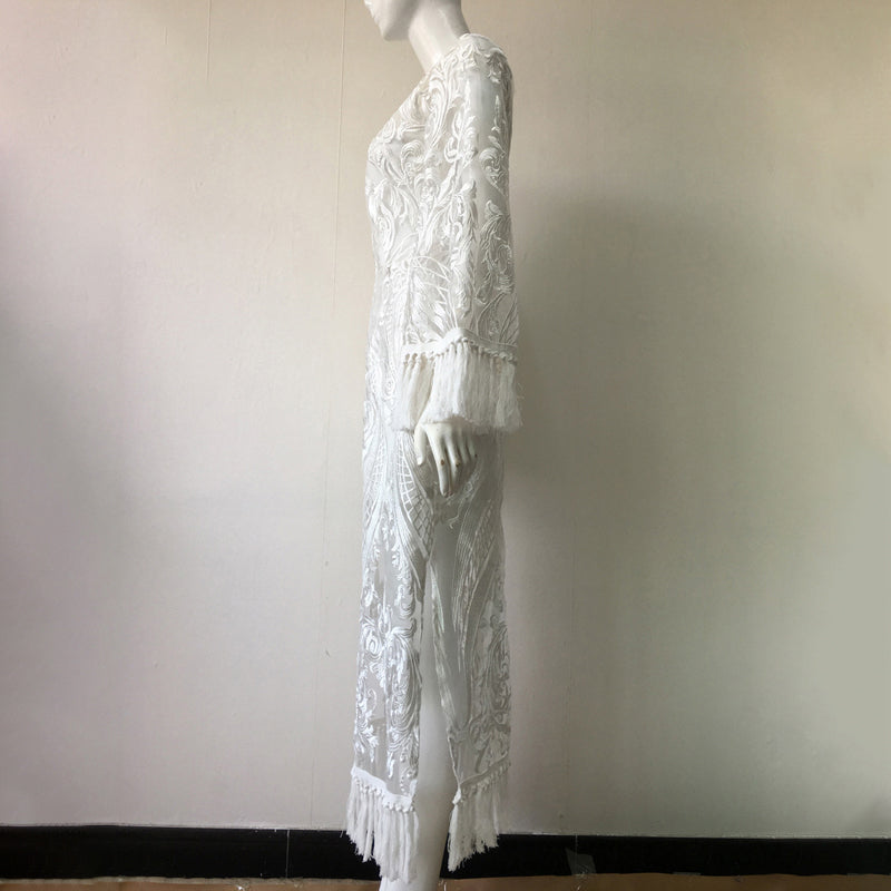 Women Lace Long Dress Elegant White Long Skirt Dress