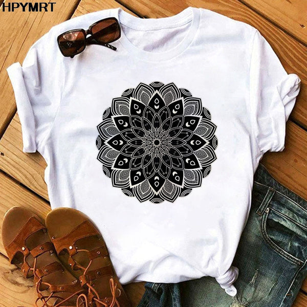 Printed T-Shirt for Women Casual Short Sleeve Graphic Tee Modal Polyester Summer Top