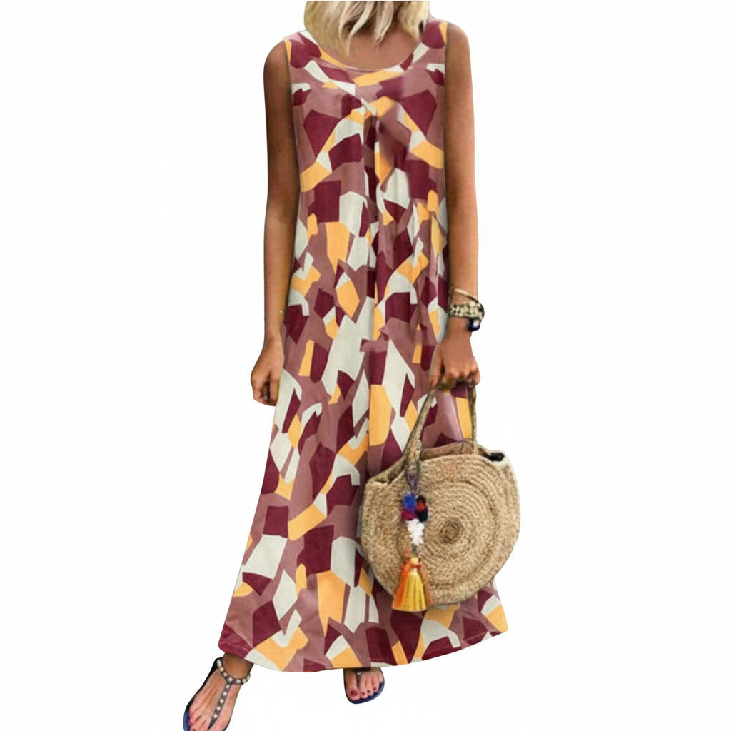 Long Printed Dress for Women Cotton Maxi Dress Floral Print Casual Summer Long Dress