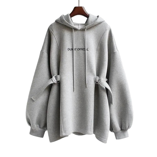 Medium Length Loose Hoodie Jacket for Women Casual Pullover Polyester Hooded Sweatshirt