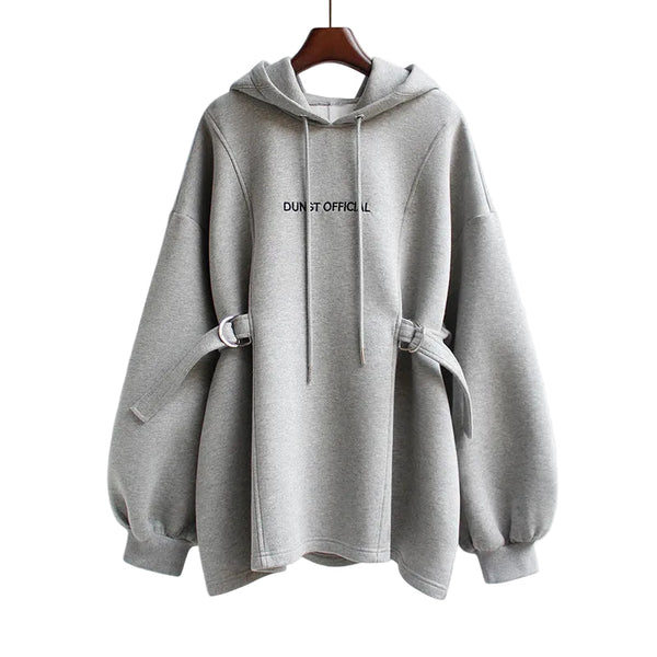 Medium Length Loose Hoodie Jacket for Women Casual Pullover Polyester Hooded Sweatshirt