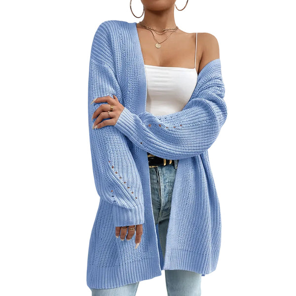 Women Solid Color Knitted Cardigan Sweater