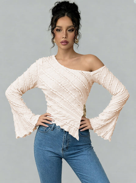 Everyday Chic Stylish Top for Women Puff Sleeve Jacquard Blouse