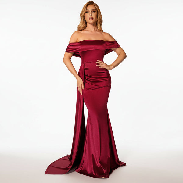 Women's High Waist Prom Evening Dress Elegant Strapless Hip Skirt Party Dress